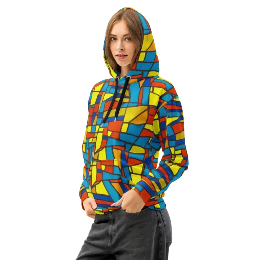 Mondrian Mesh on a Cotton Hoodie