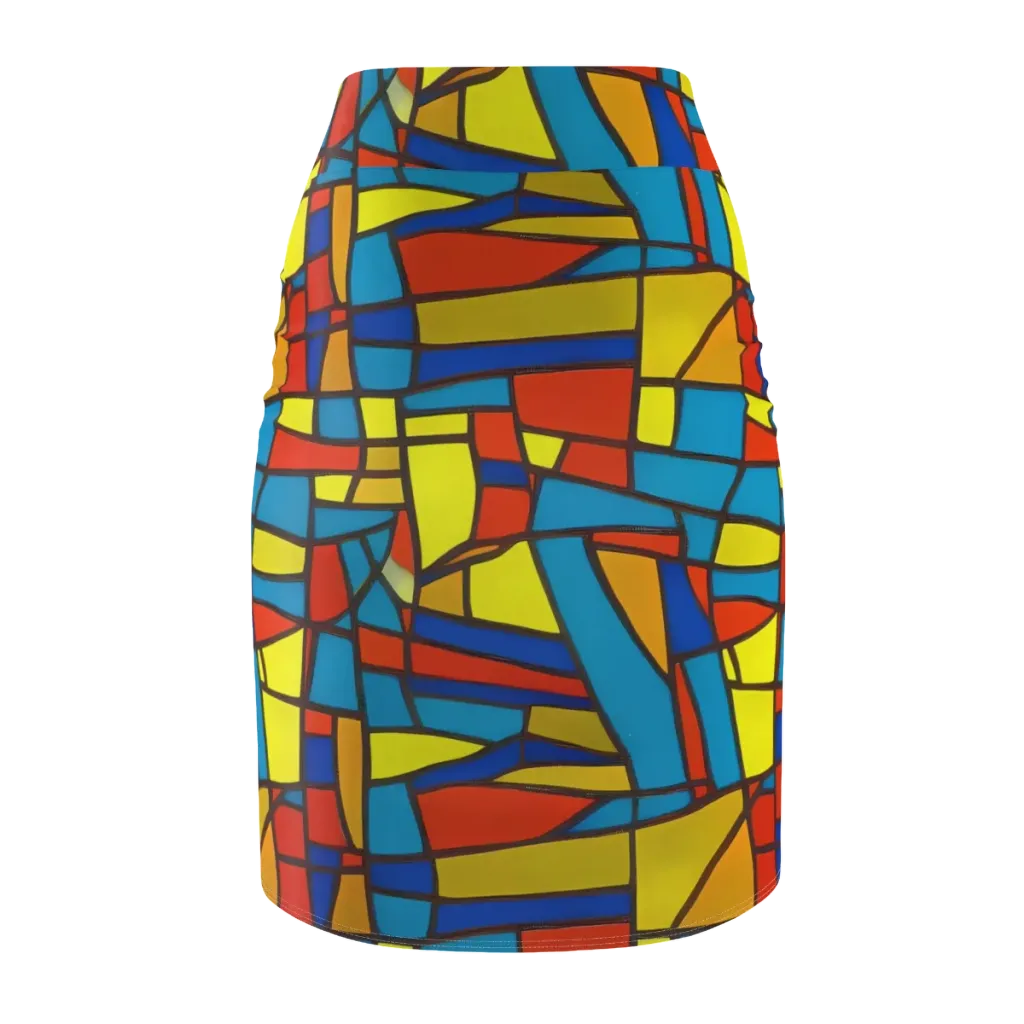 Mondrian Mesh on Pencil Skirt — Back