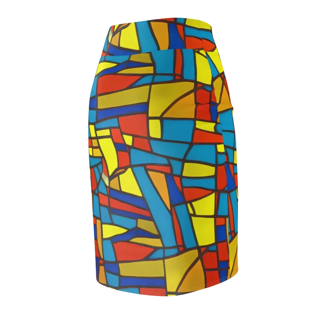 Mondrian Mesh on Pencil Skirt — Back Side