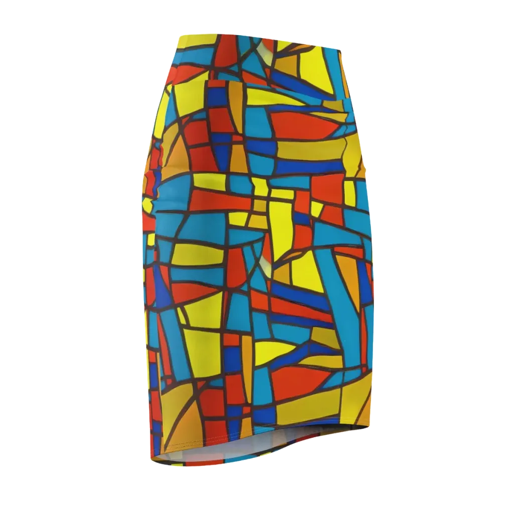 Mondrian Mesh on Pencil Skirt — Front Side