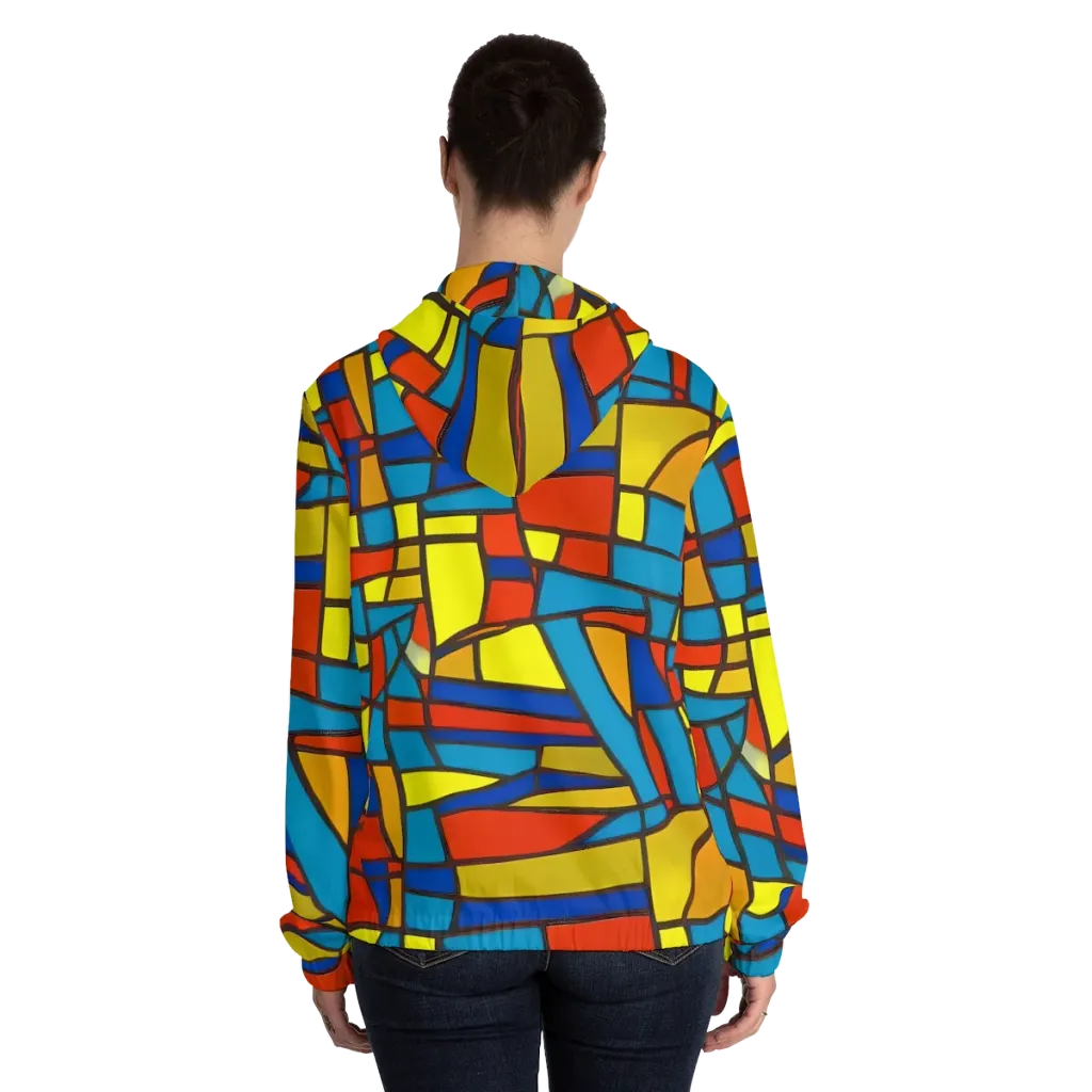 Mondrian Mesh on Women's Full-Zip Hoodie — Back On Person