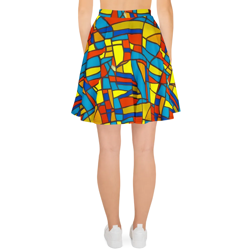 Mondrian Mesh on Skater Skirt — Back