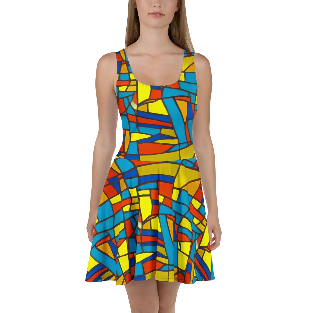 Mondrian Mesh on Skater Dress — Front