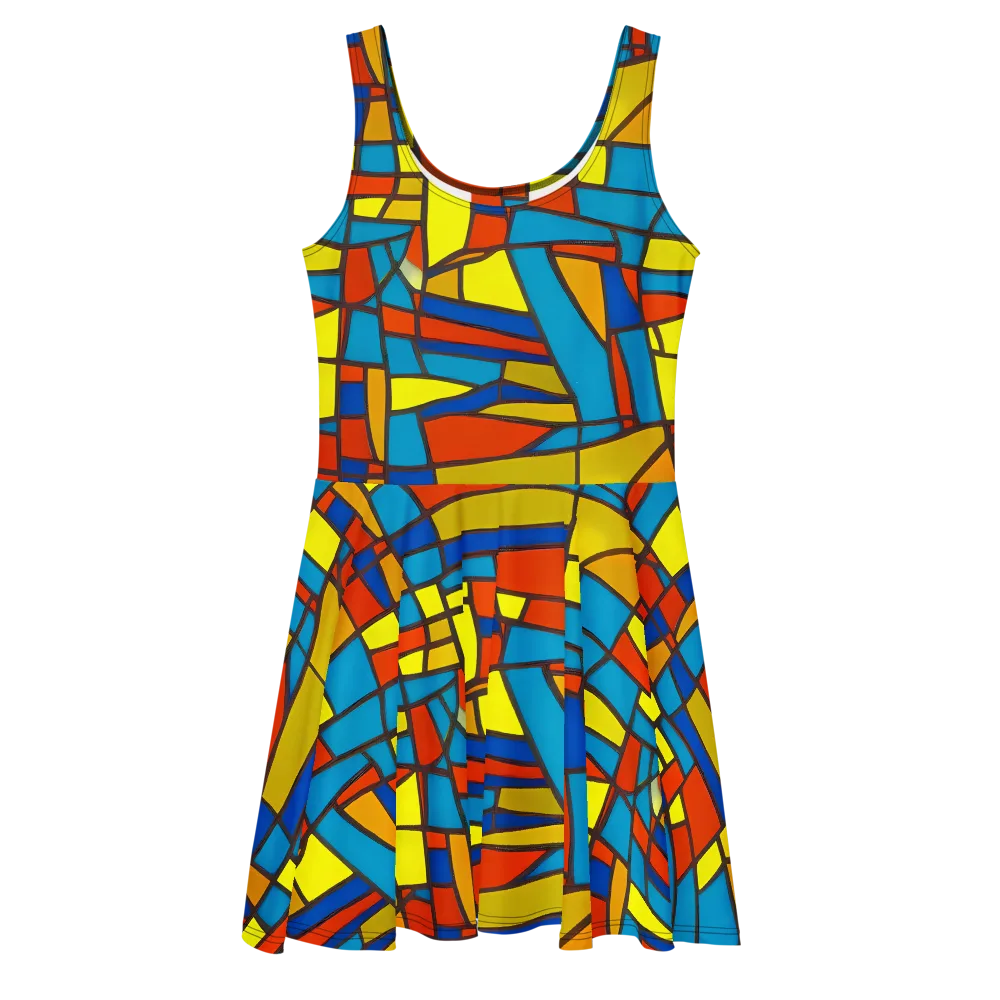 Mondrian Mesh on Skater Dress — Front