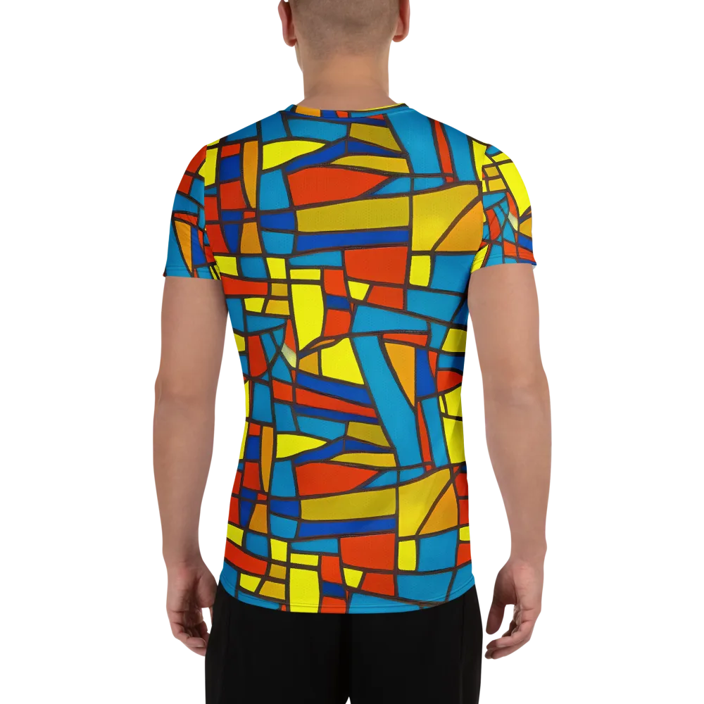 Mondrian Mesh on Men's Athletic T-Shirt — Back