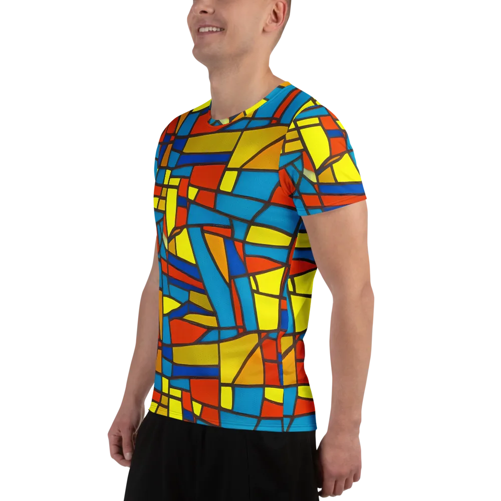 Mondrian Mesh on Men's Athletic T-Shirt — Left