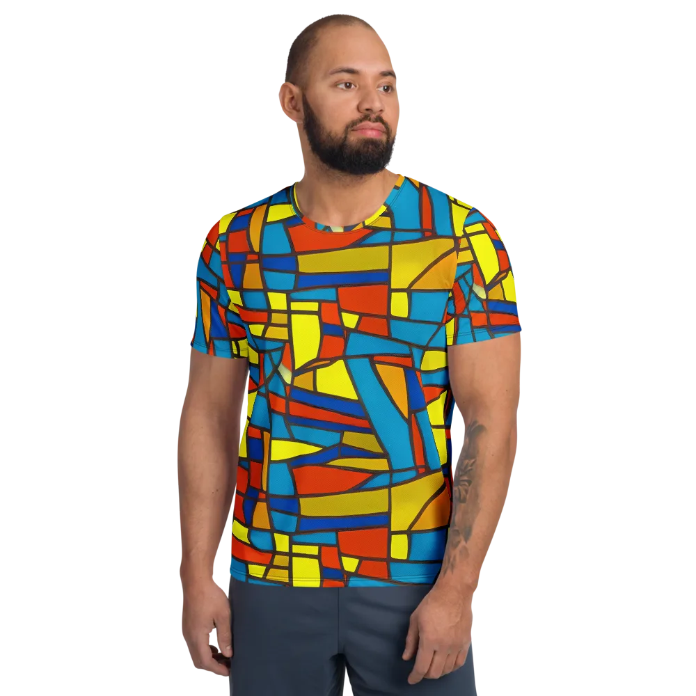 Mondrian Mesh on Men's Athletic T-Shirt — Front