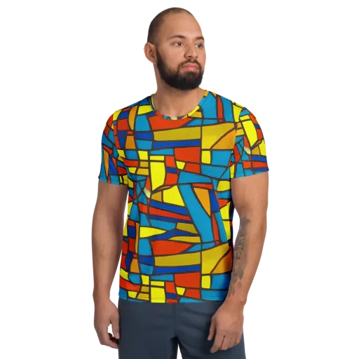 Mondrian Mesh on a Men's Athletic T-Shirt