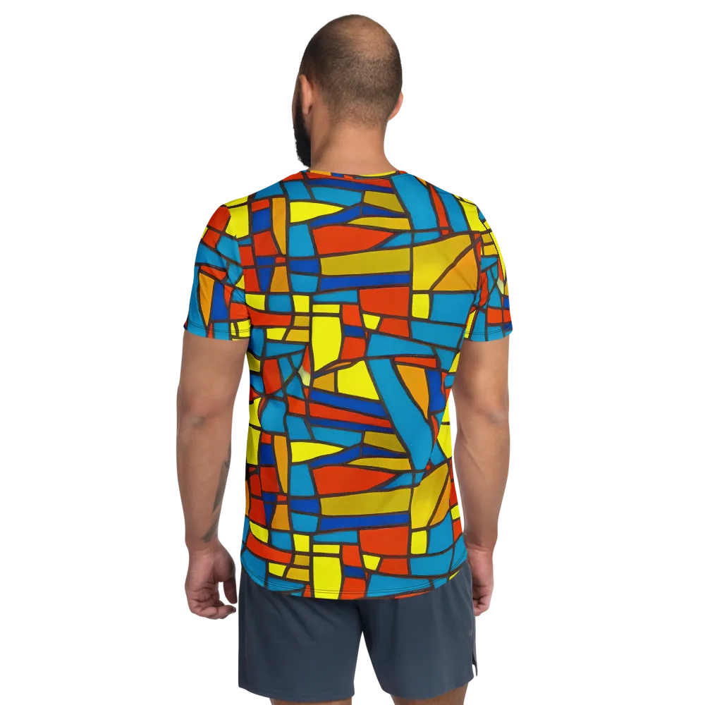 Mondrian Mesh on Men's Athletic T-Shirt — Back
