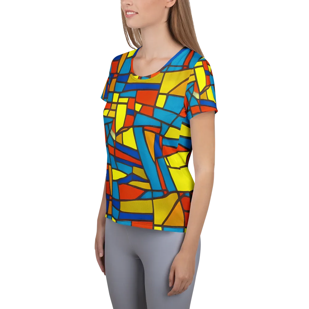 Mondrian Mesh on Women's Athletic T-Shirt — Left