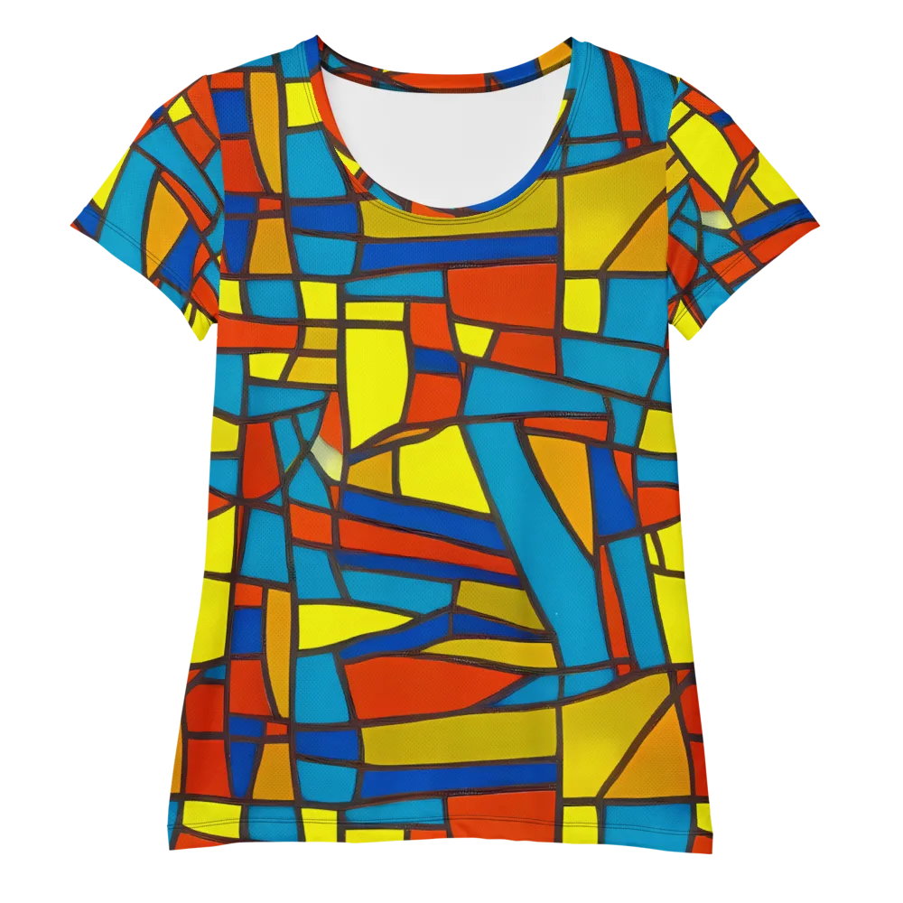 Mondrian Mesh on Women's Athletic T-Shirt — Front