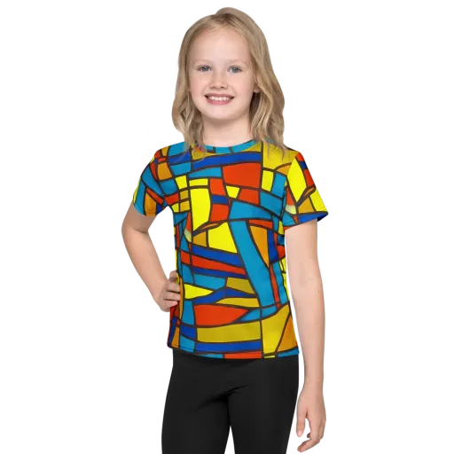 Mondrian Mesh on a Kids Crew Neck T-Shirt