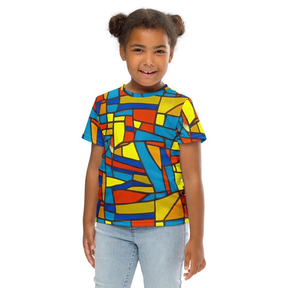 Mondrian Mesh on Kids Crew Neck T-Shirt — Front