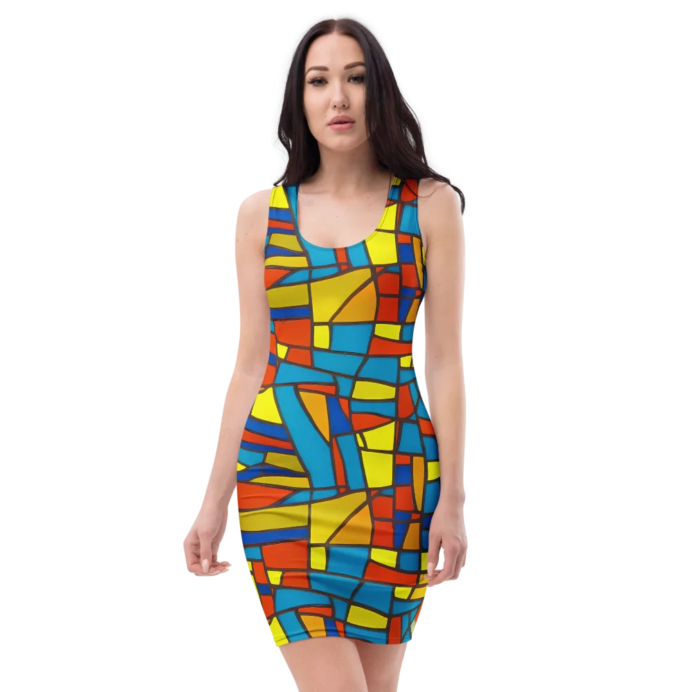 Mondrian Mesh on Bodycon Dress — Front