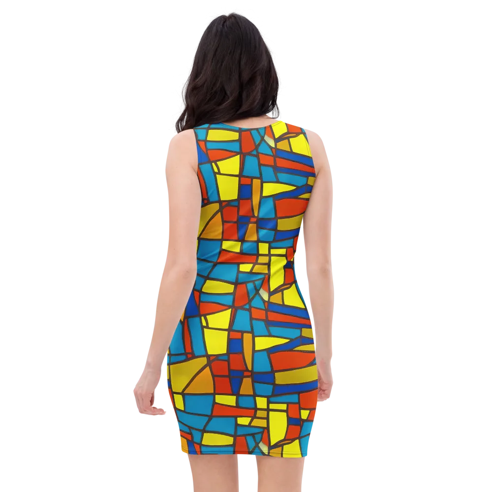 Mondrian Mesh on Bodycon Dress — Back