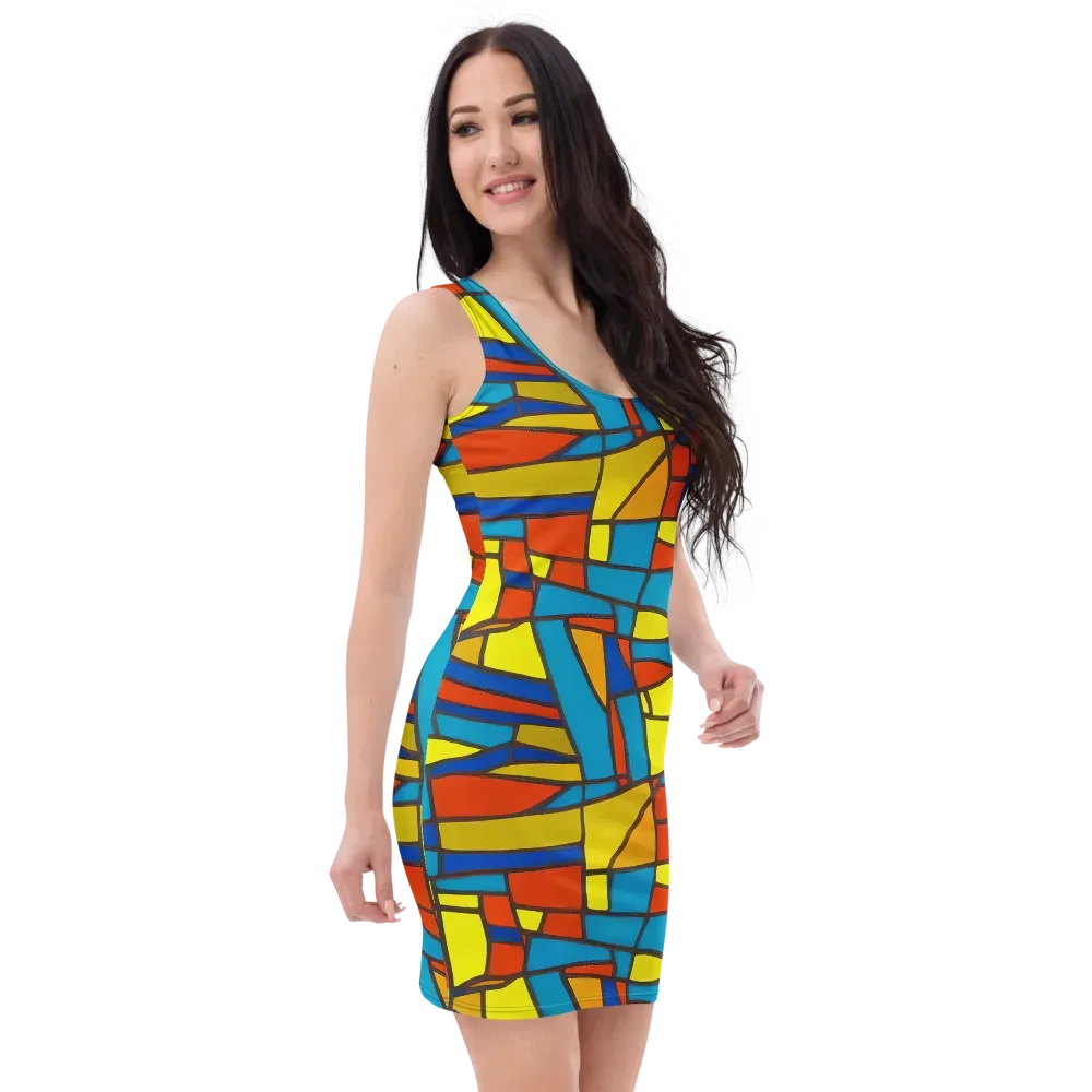 Mondrian Mesh on Bodycon Dress — Right Front