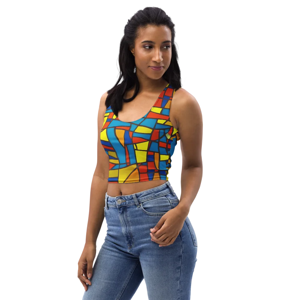 Mondrian Mesh on Crop Top — Left Front