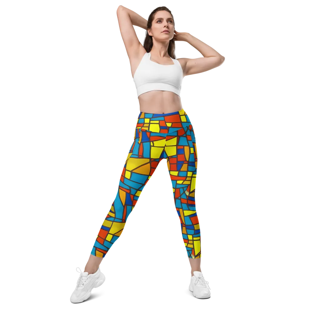 Mondrian Mesh on Leggings with Pockets — Front