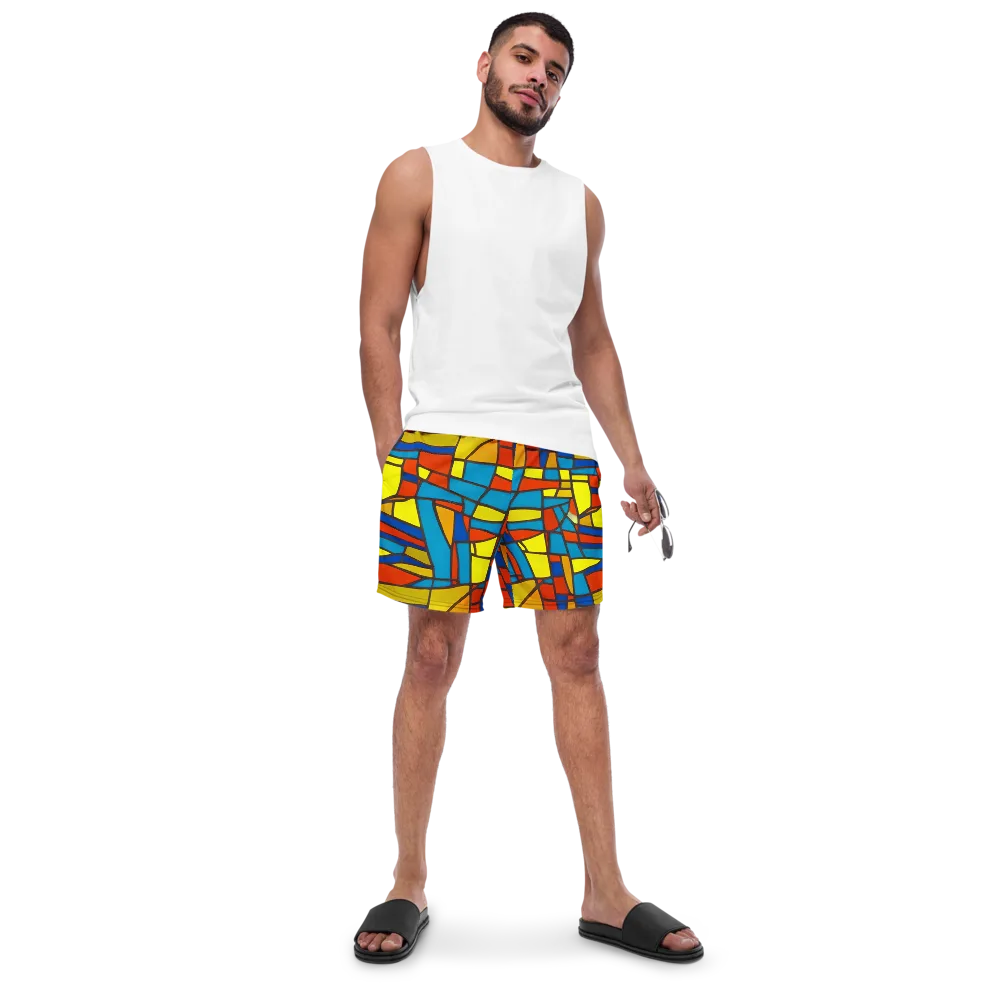 Mondrian Mesh on Swim Trunks — Front