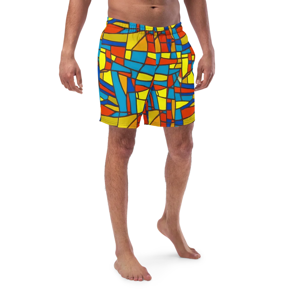 Mondrian Mesh on Swim Trunks — Front