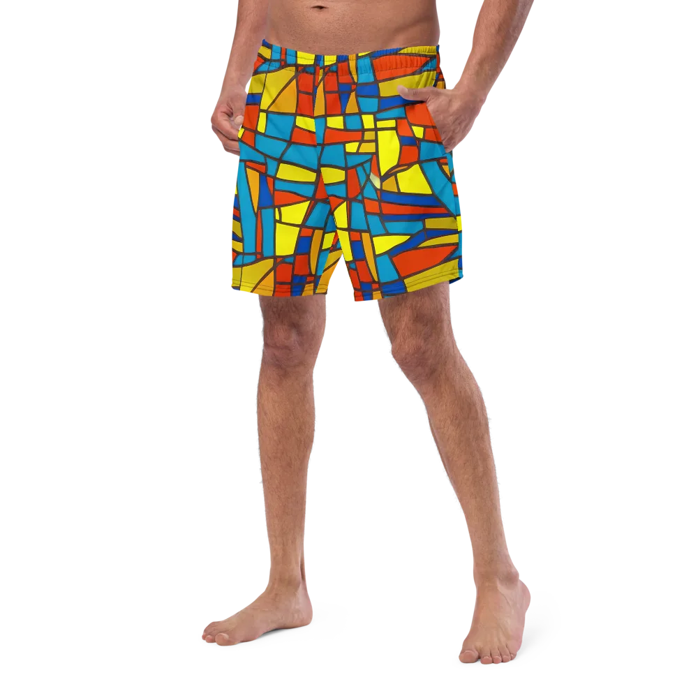 Mondrian Mesh on Swim Trunks — Left Front