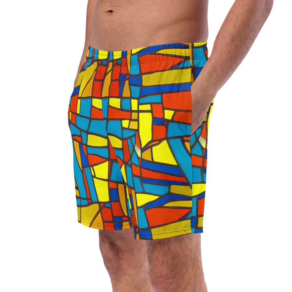Mondrian Mesh on Swim Trunks — Left Front