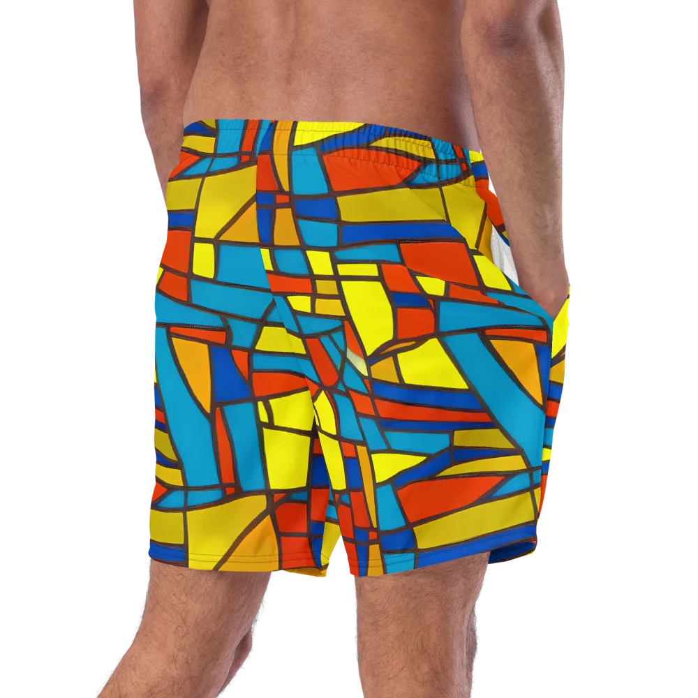Mondrian Mesh on Swim Trunks — Right Back