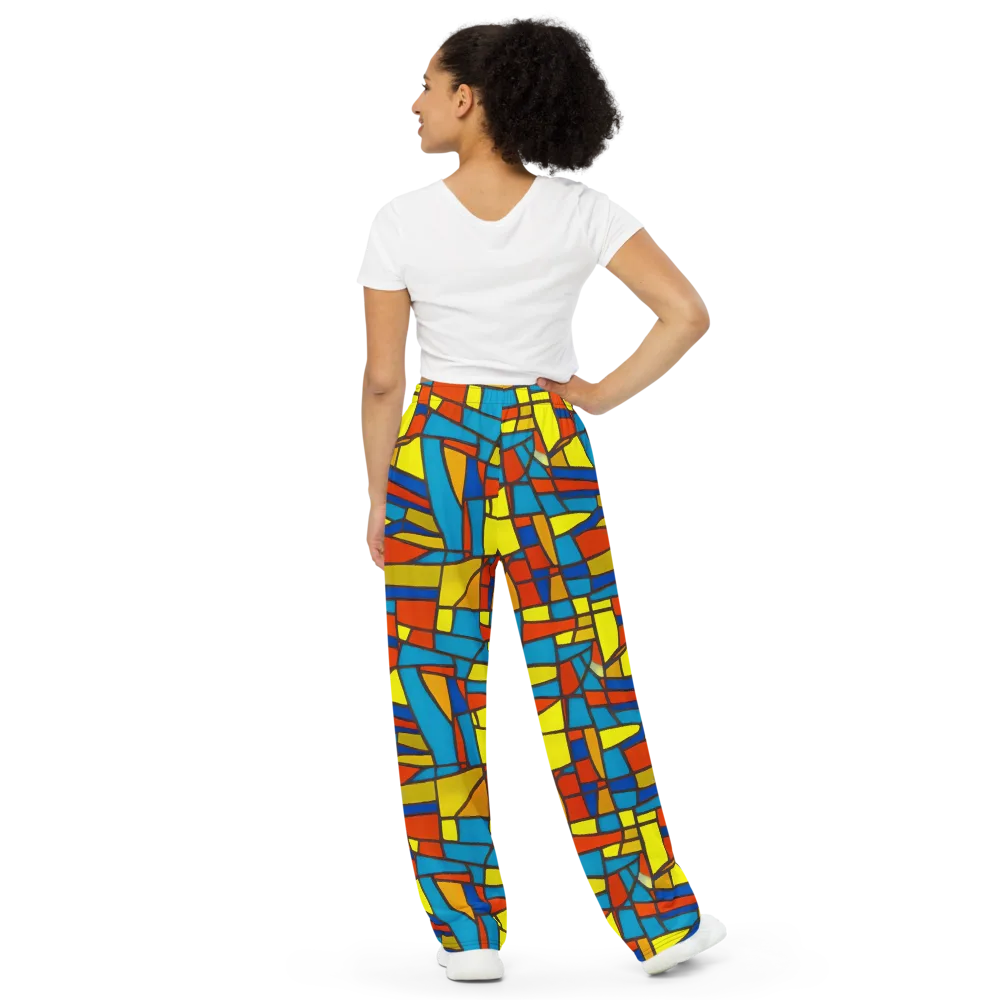 Mondrian Mesh on Wide-Leg Pants — Back