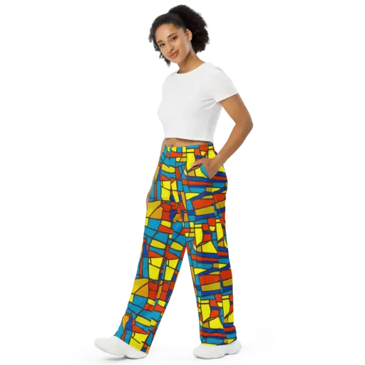 Mondrian Mesh on a Wide-Leg Pants