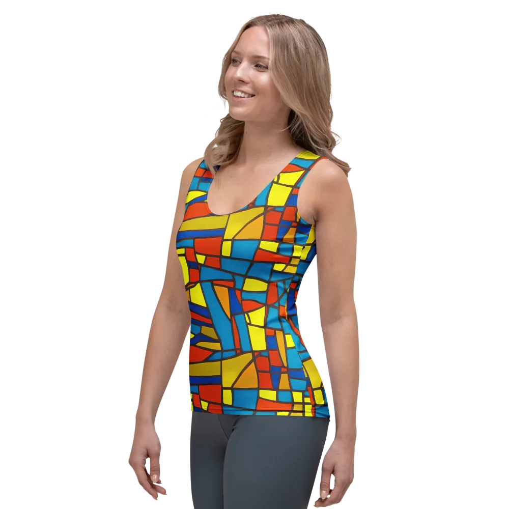 Mondrian Mesh on Women's Tank Top — Left Front