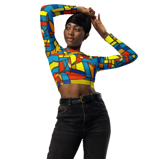 Mondrian Mesh on a Long Sleeve Crop Top