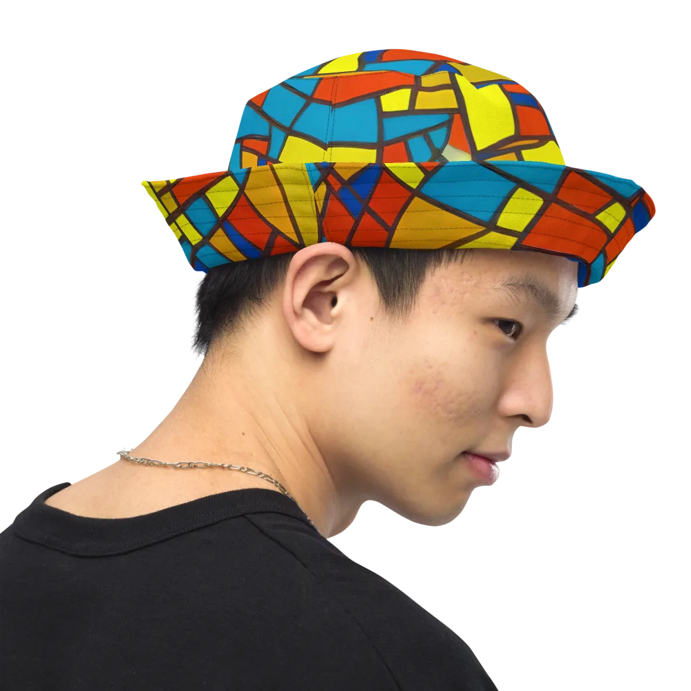 Mondrian Mesh on Reversible Bucket Hat — Right Outside