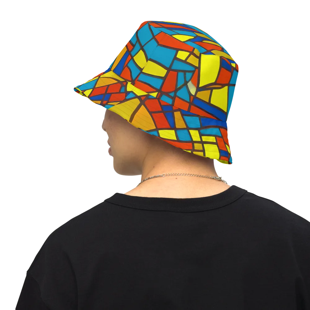 Mondrian Mesh on Reversible Bucket Hat — Back Inside