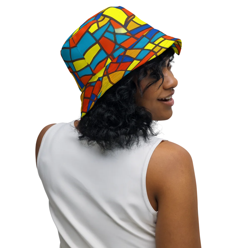 Mondrian Mesh on Reversible Bucket Hat — Right Outside