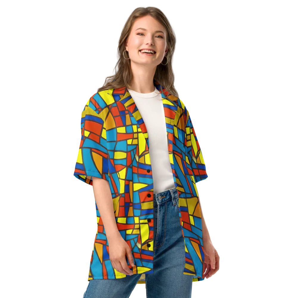 Mondrian Mesh on Button Shirt — Front