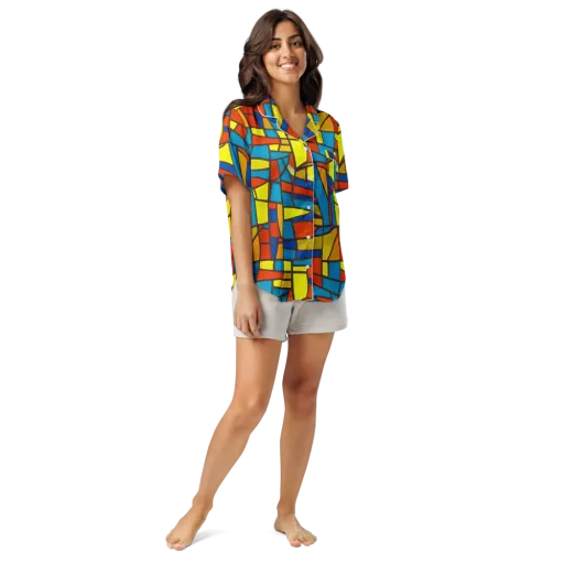 Mondrian Mesh on a Women's Short Sleeve Pajama Top