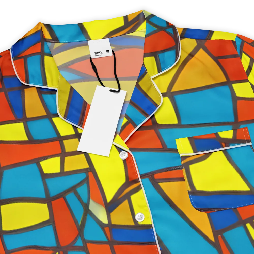 Mondrian Mesh on Women's Short Sleeve Pajama Top — Product details