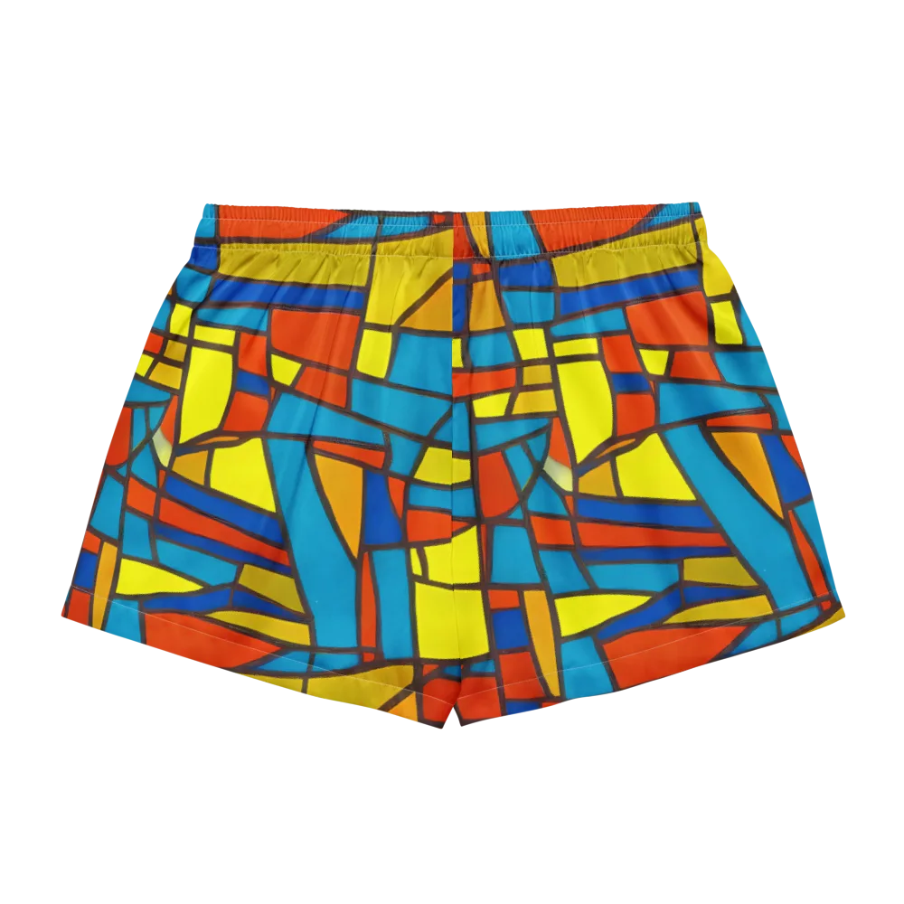 Mondrian Mesh on Women's Pajama Shorts — Back
