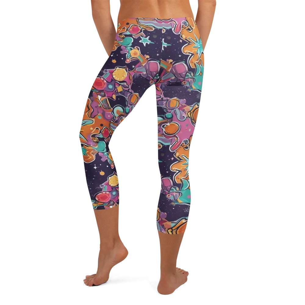 Orbiting Bonbons on Capri Leggings — Back
