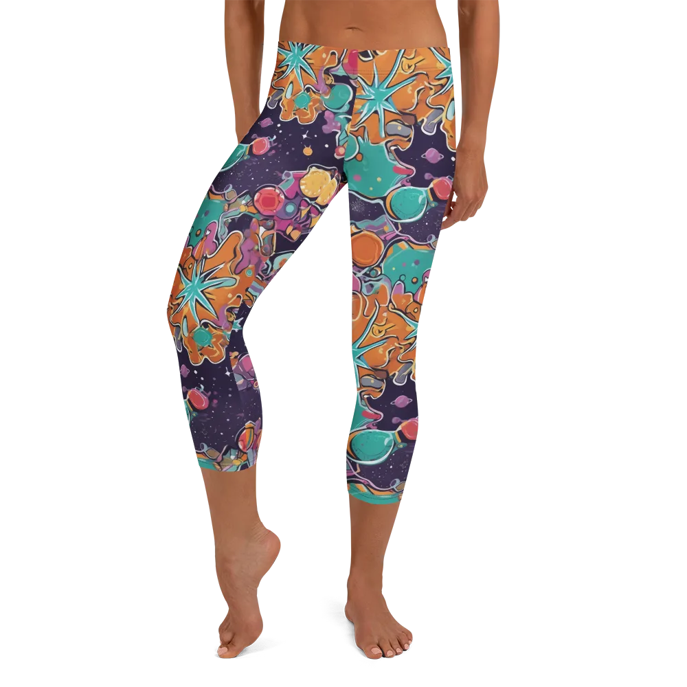 Orbiting Bonbons on Capri Leggings — Front