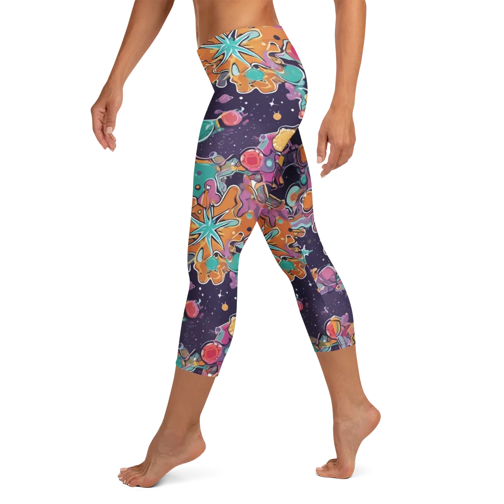 Orbiting Bonbons on Capri Leggings — Left
