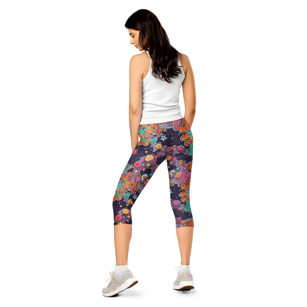 Orbiting Bonbons on Capri Leggings — Back