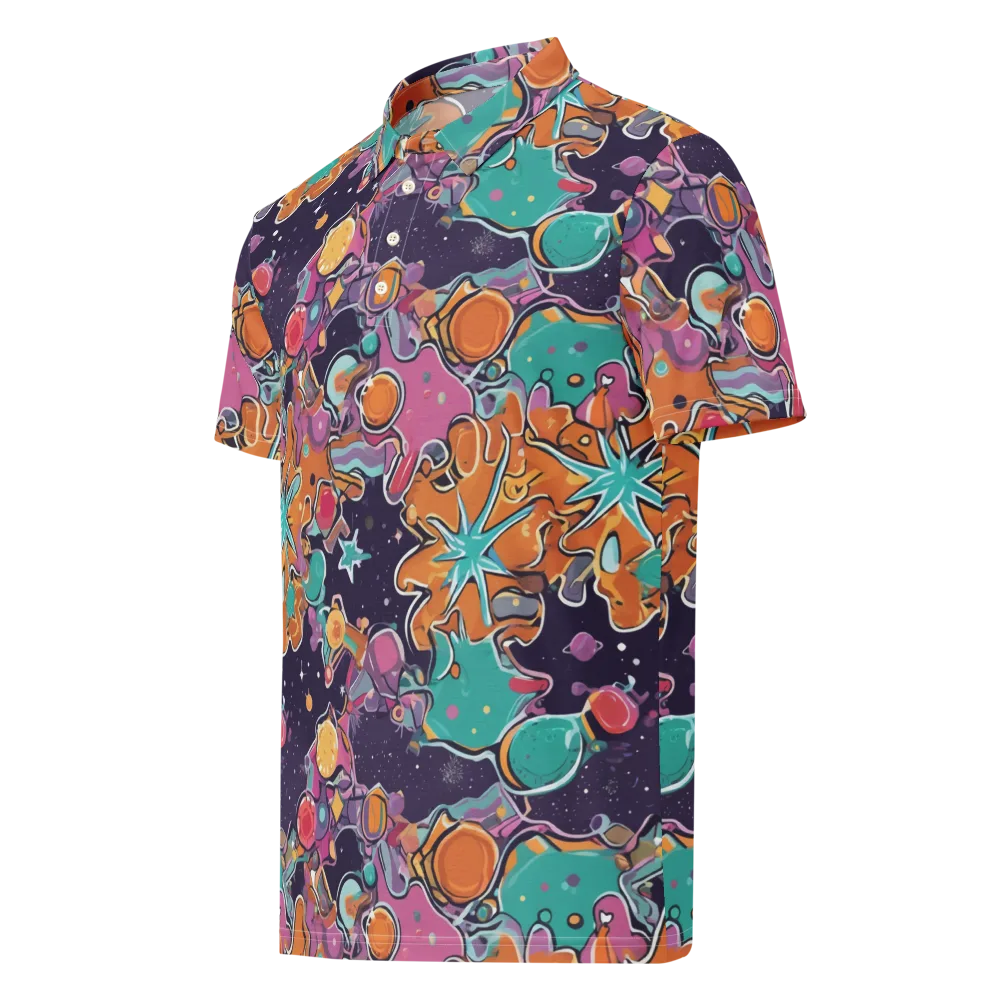 Orbiting Bonbons on Men's Slim Fit Polo Shirt — Left Front