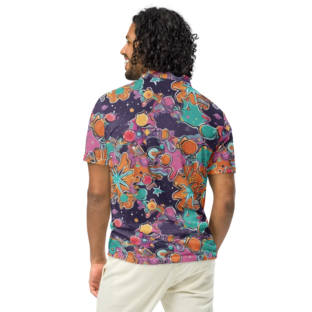 Orbiting Bonbons on Men's Slim Fit Polo Shirt — Back