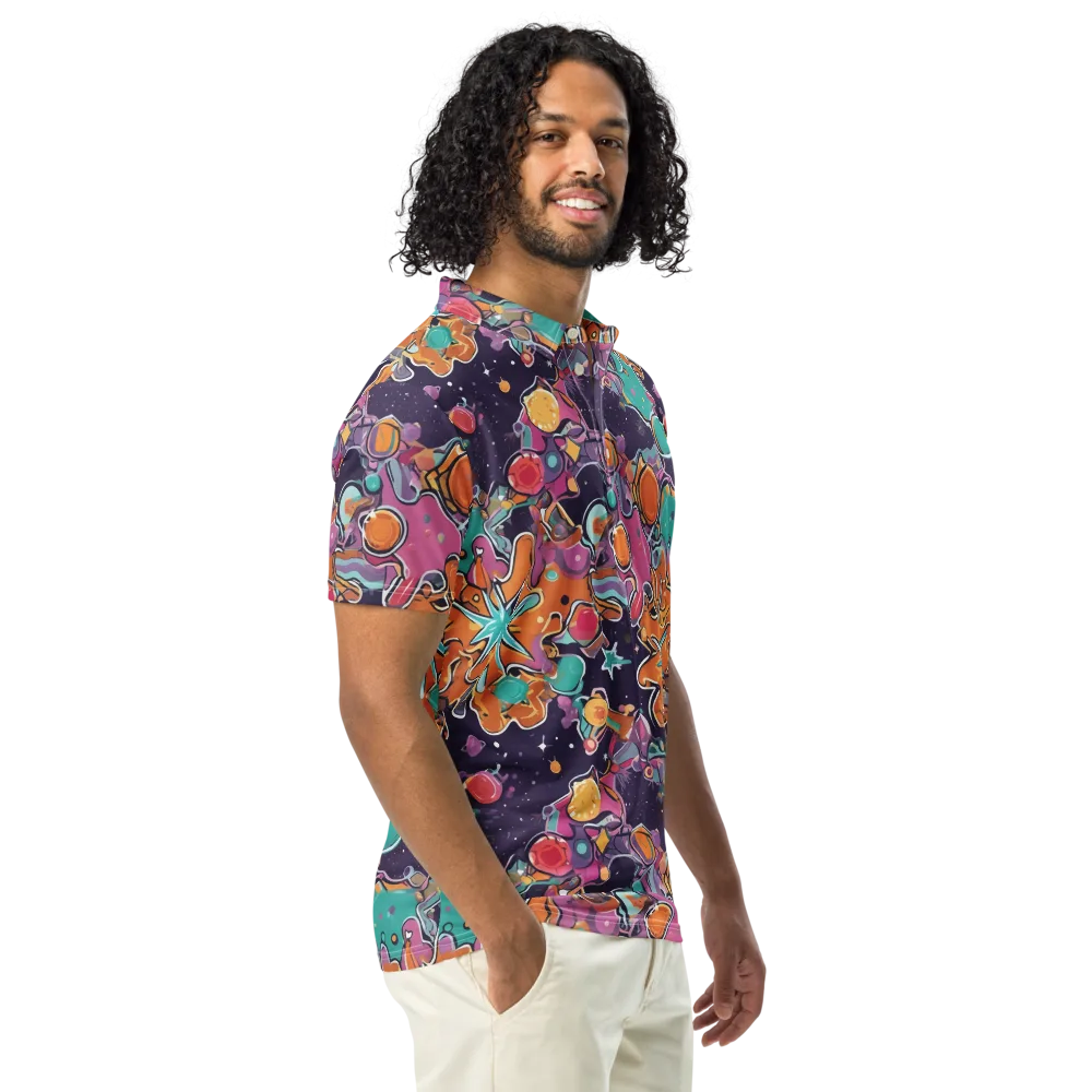 Orbiting Bonbons on Men's Slim Fit Polo Shirt — Right Front