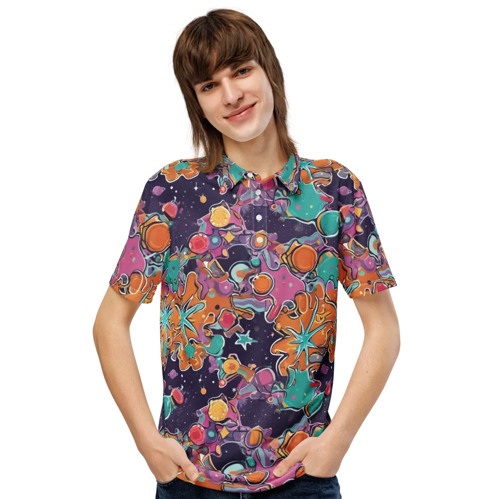 Orbiting Bonbons on Men's Slim Fit Polo Shirt — Front