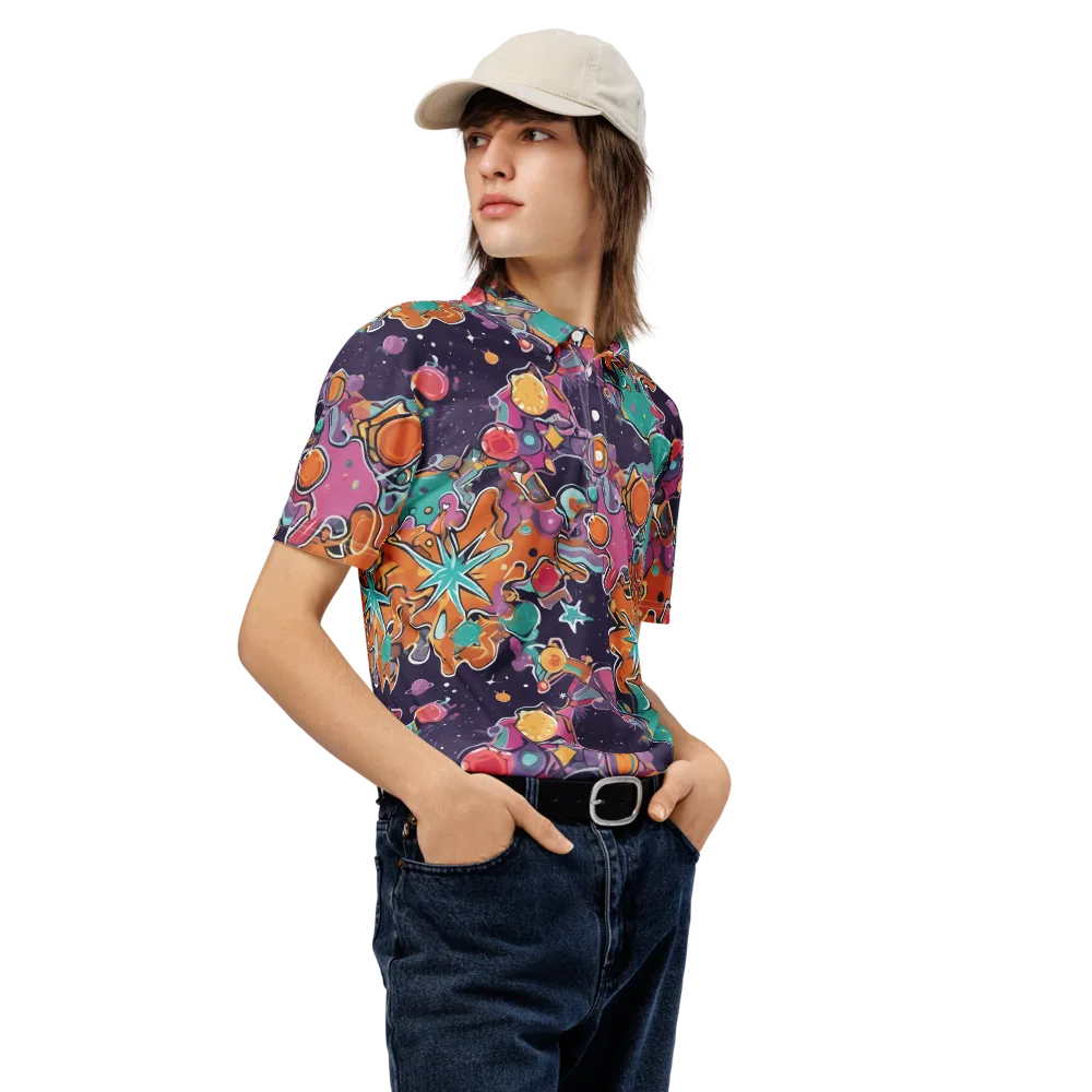 Orbiting Bonbons on Men's Slim Fit Polo Shirt — Right Front