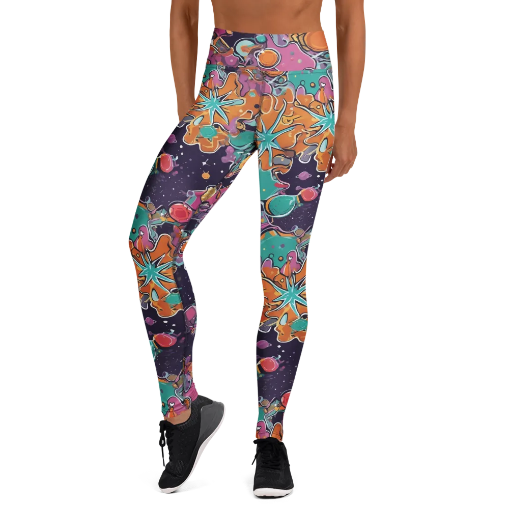 Orbiting Bonbons on Yoga Leggings — Front