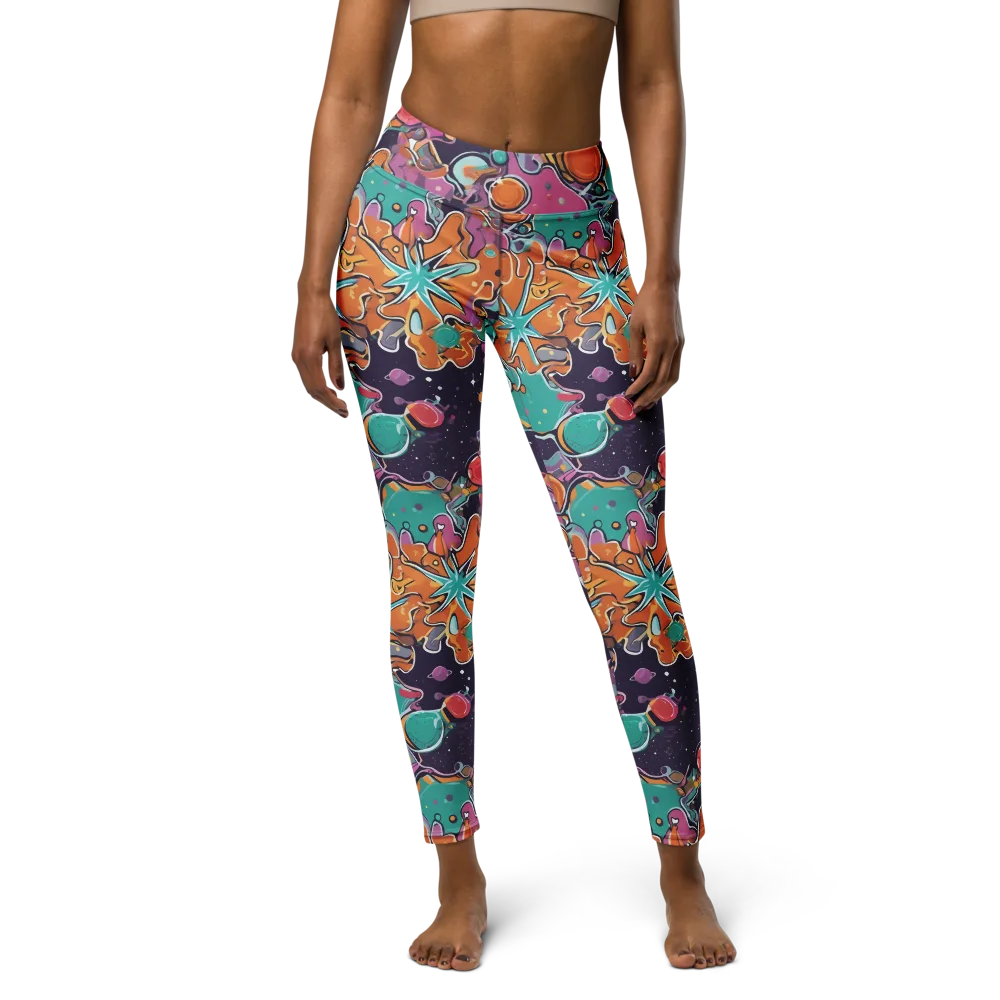 Orbiting Bonbons on Yoga Leggings — Front
