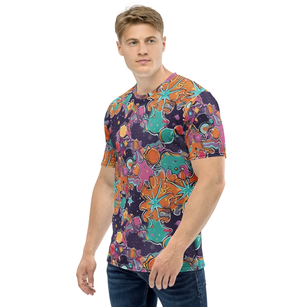 Orbiting Bonbons on Men's Crew Neck T-Shirt — Left